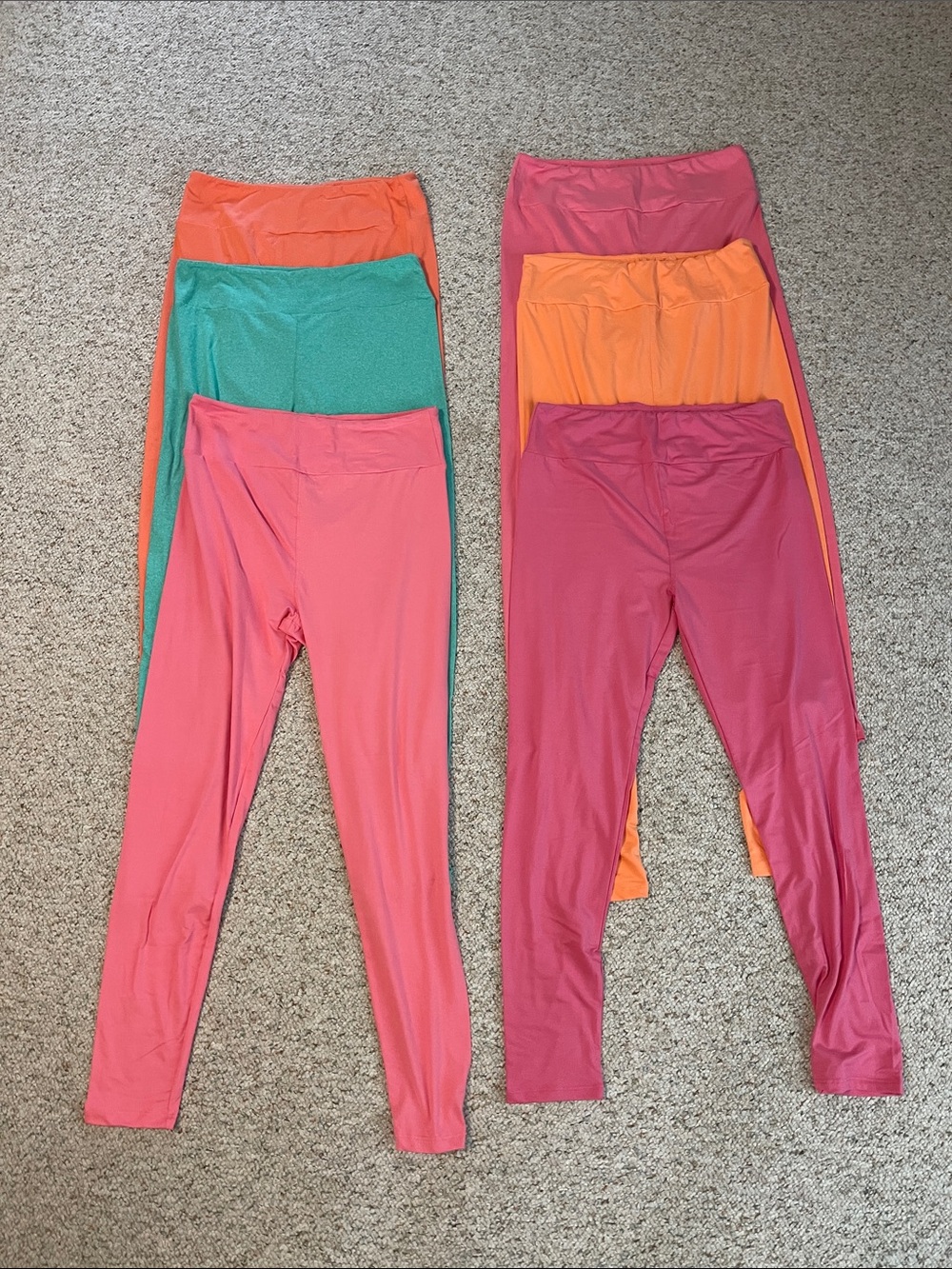 LuLaRoe Women’s Bright Solid Leggings - Pink, Coral, Teal, Orange
